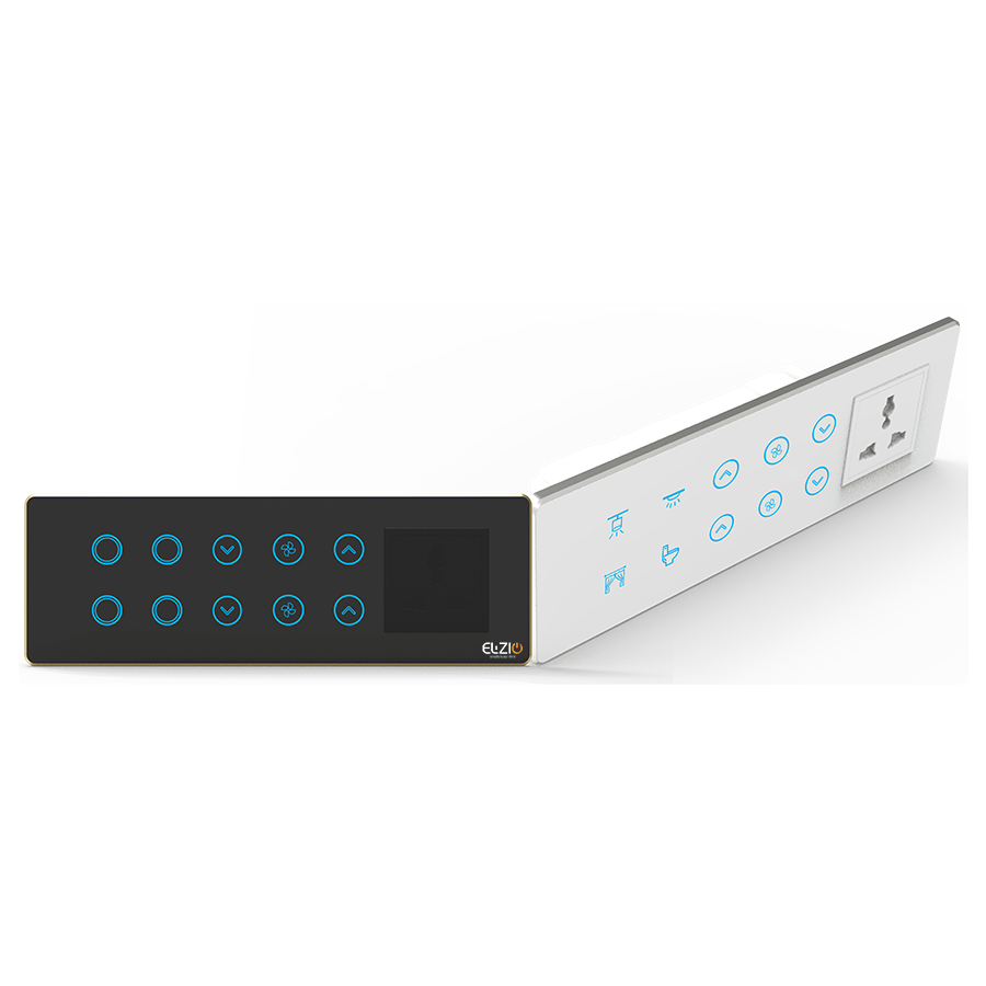 Luxeray ZigBee 4 ON/OFF or Scene Switch + 2 Fan + Socket Glass Panel Touch – 8M Size (4+2+1)