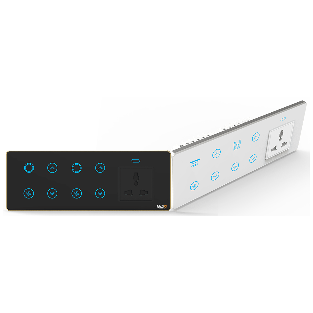 Luxeray ZigBee 2 ON/OFF or Scene Switch + 2 Fan + Socket Glass Panel Touch – 6M Size (2+2+1)