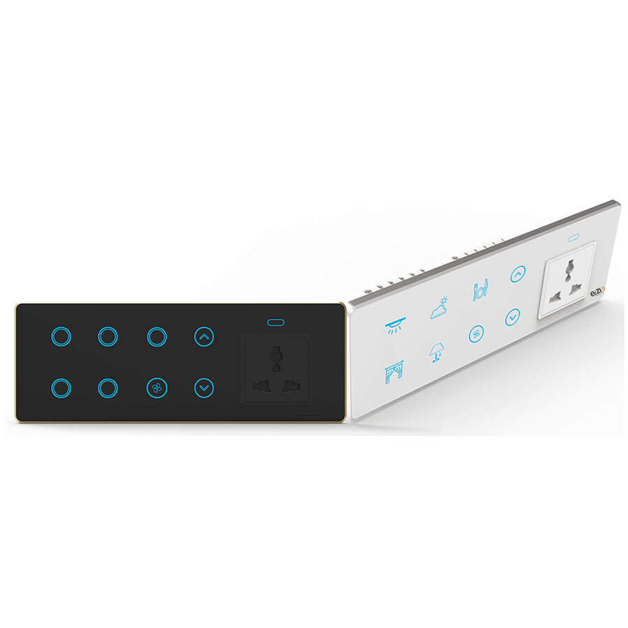 Luxeray ZigBee 5 ON/OFF or Scene Switch + 1 Fan + Socket Glass Panel Touch – 6M Size (5+1+1)