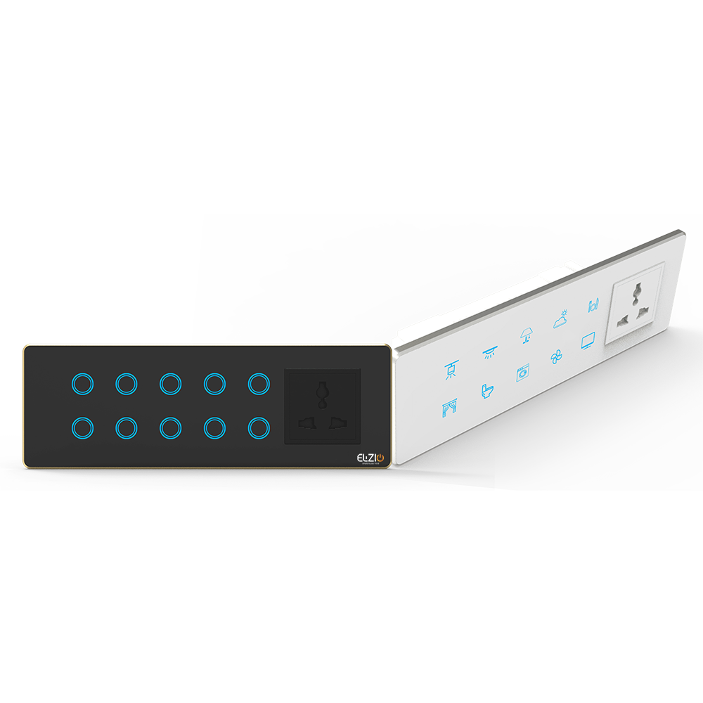 Luxeray ZigBee 10 ON/OFF or Scene Switch + Socket Glass Panel Touch – 8M Size (10+0+1)