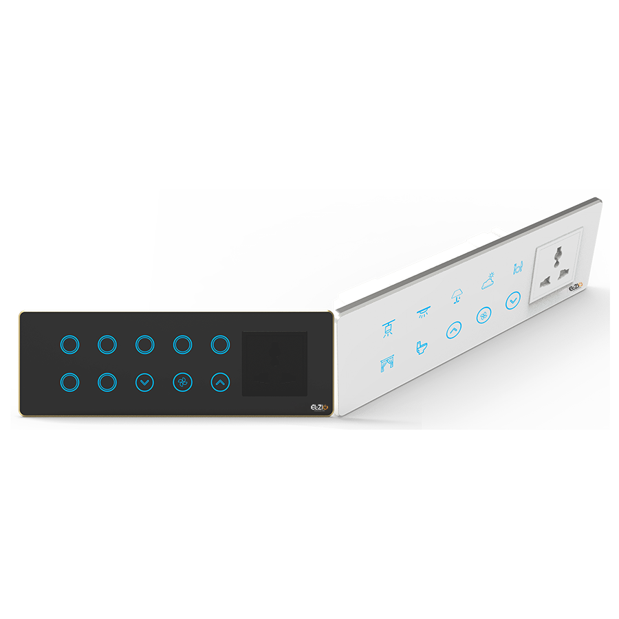Luxeray ZigBee 7 ON/OFF or Scene Switch + 1 Fan + Socket Glass Panel Touch – 8M Size (7+1+1)